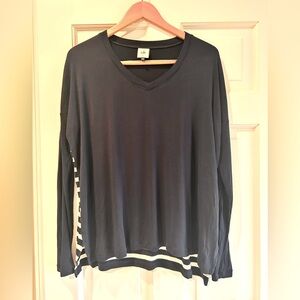 Cabi lighthouse tee. Navy with white strips on back. (S)